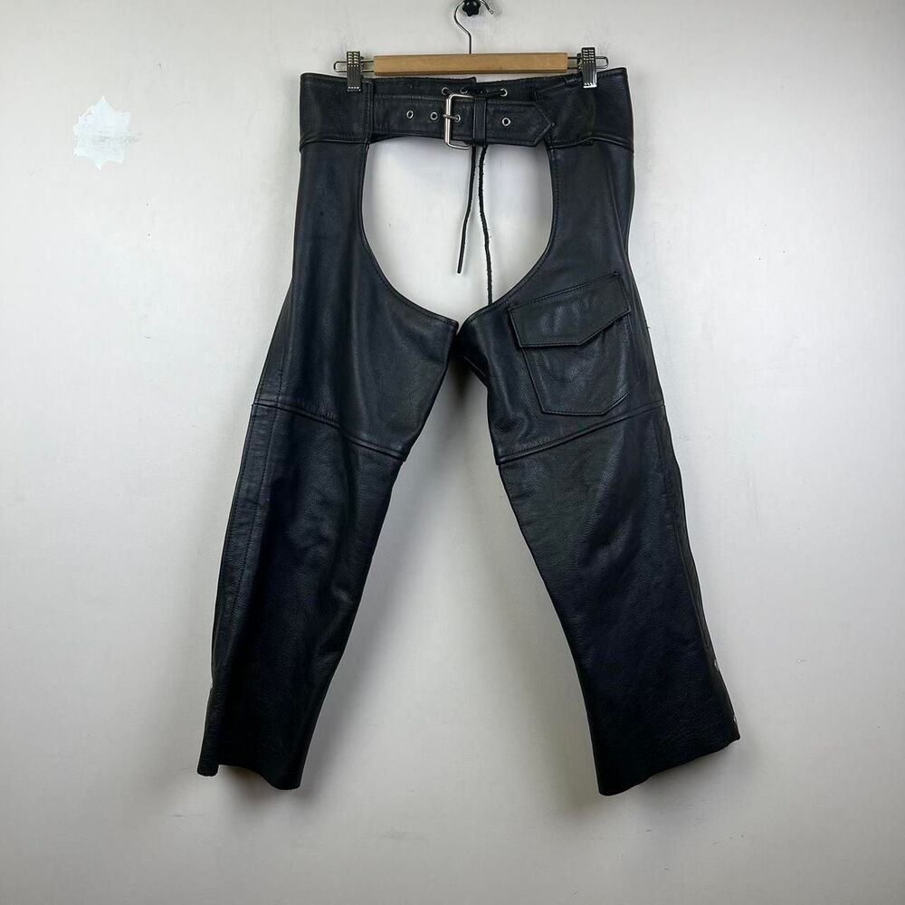 MOB Chaps Women's Motorcycle Riding Genuine Leather Black  Size S